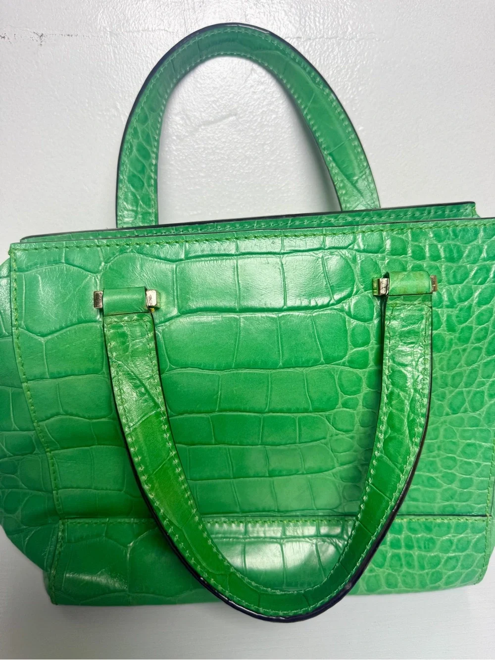 Kate spade Green Croc-Embossed Leather Tote Handbag